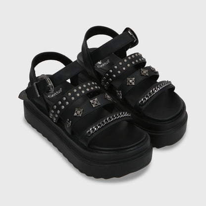 Sandalia Plataforma Negro Mujer 25235
