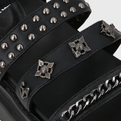 Sandalia Plataforma Negro Mujer 25235