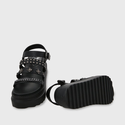 Sandalia Plataforma Negro Mujer 25235