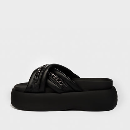 Sandalia Plataforma Negra Mujer 25272