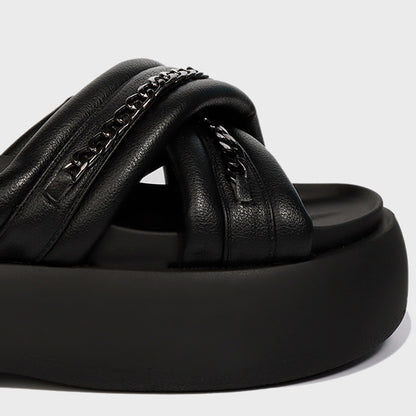 Sandalia Plataforma Negra Mujer 25272