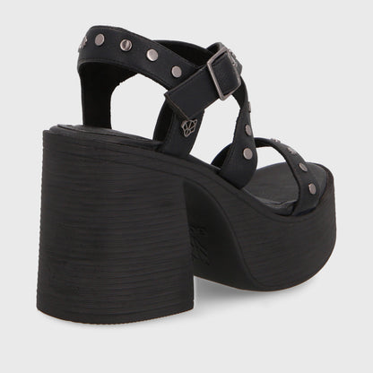 Sandalia Plataforma Negra Mujer 25413