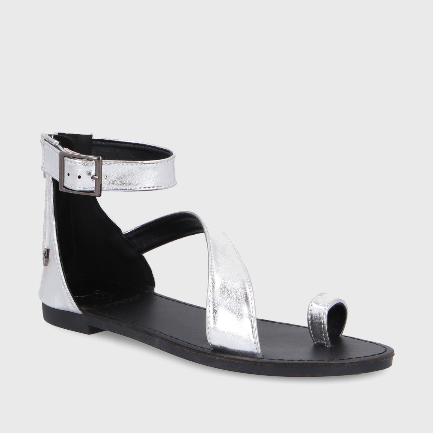 Sandalia Plana Plateada Mujer 33711