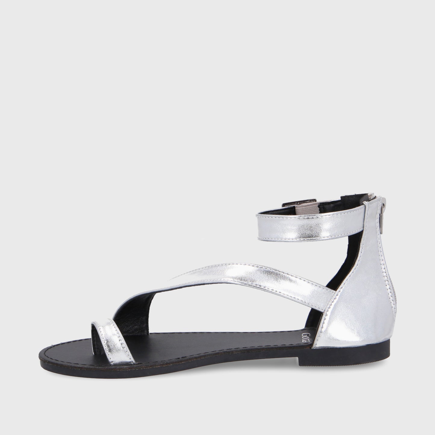 Sandalia Plana Plateada Mujer 33711