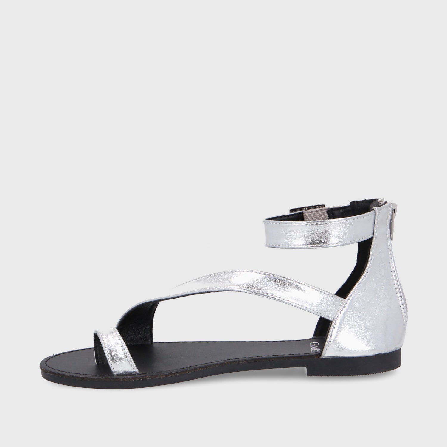 Sandalia Plana Plateada Mujer 33711