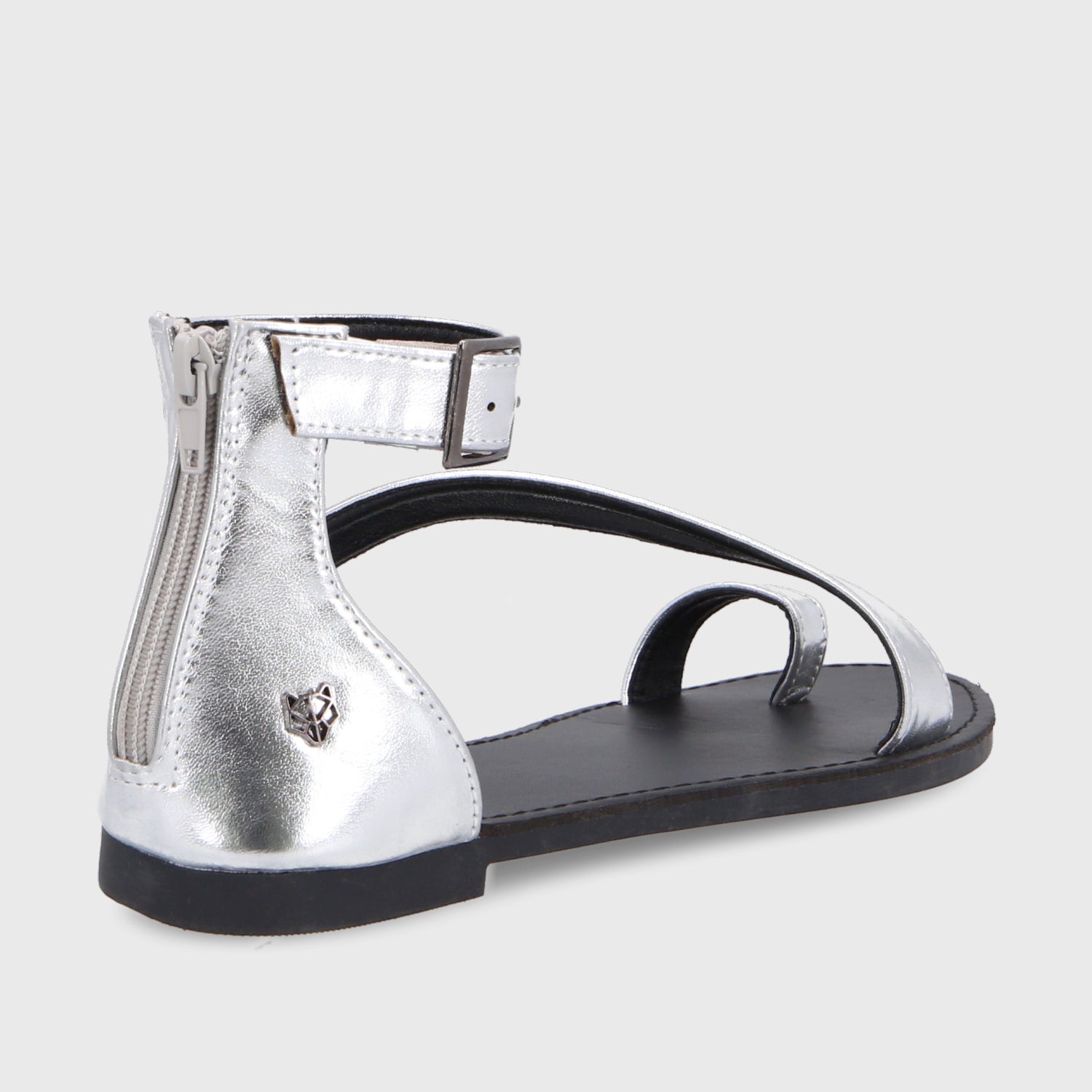 Sandalia Plana Plateada Mujer 33711