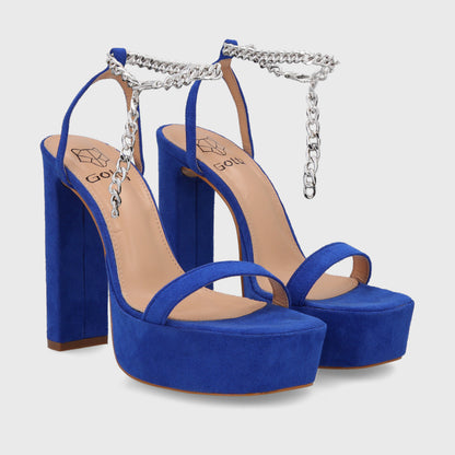 Sandalia Taco Azul Mujer 35101