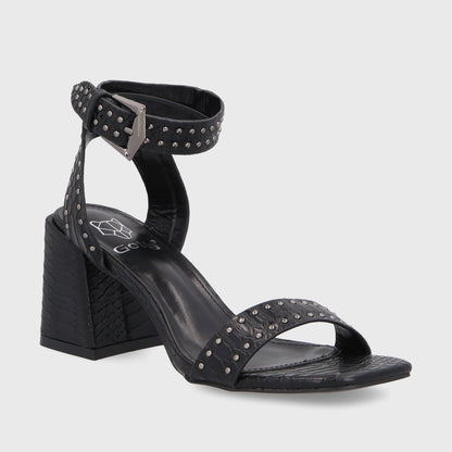 Sandalia Taco Negra Mujer 35131