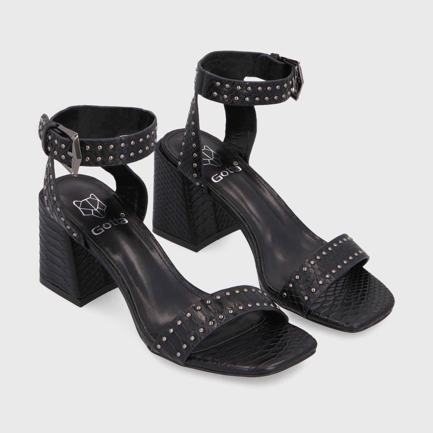 Sandalia Taco Negra Mujer 35131