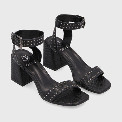 Sandalia Taco Negra Mujer 35131