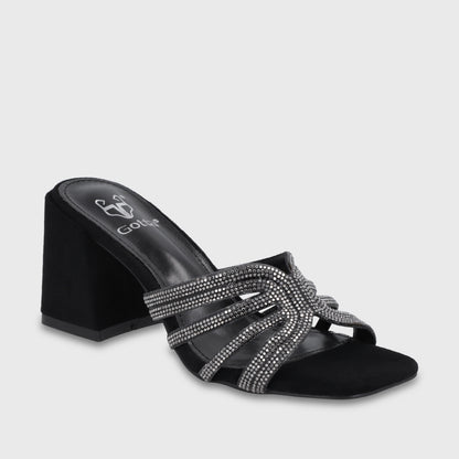 Sandalia Taco Negra Mujer 35135