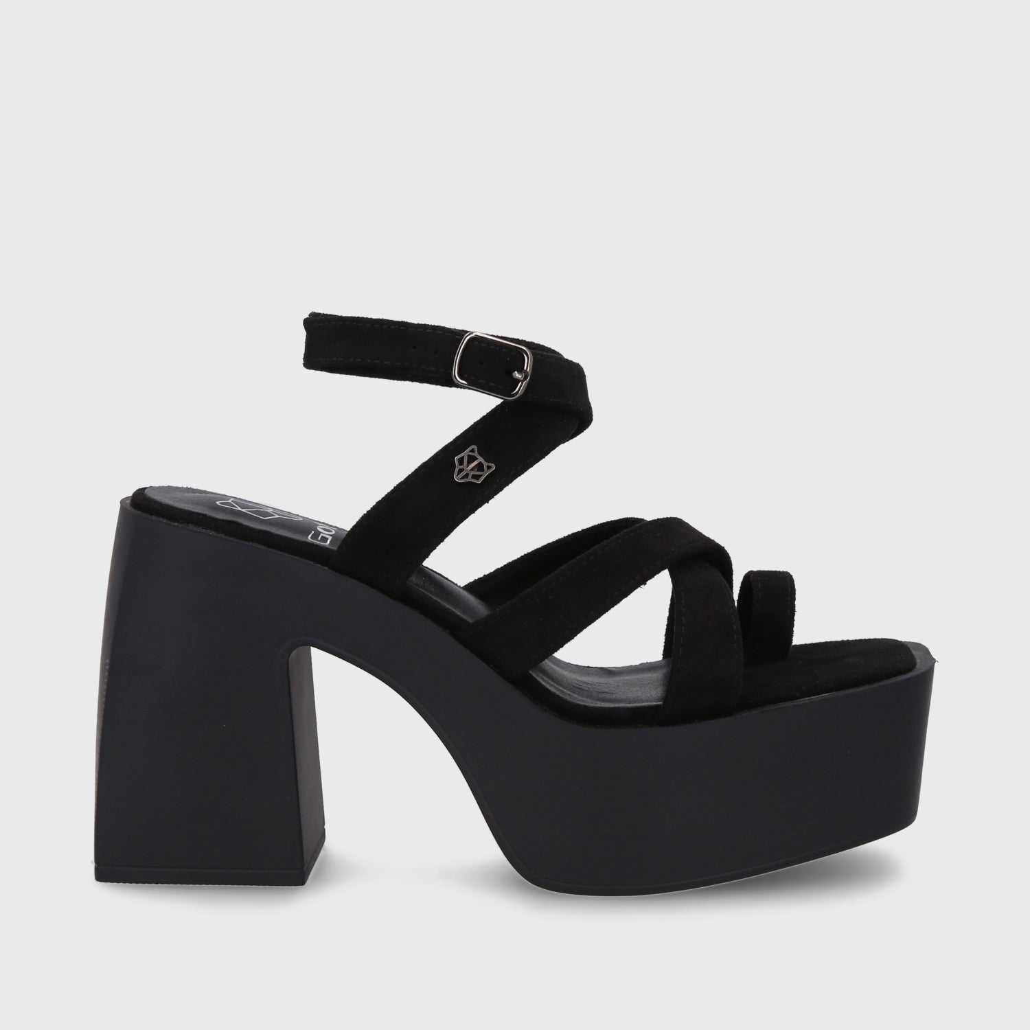 Sandalia Plataforma Negra Mujer 35151