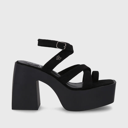 Sandalia Plataforma Negra Mujer 35151