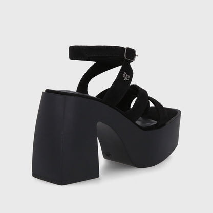 Sandalia Plataforma Negra Mujer 35151
