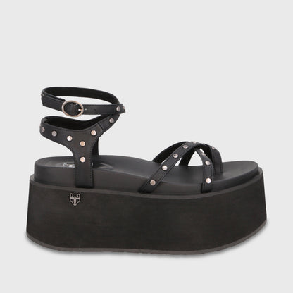 Sandalia Plataforma Negra Mujer 35188