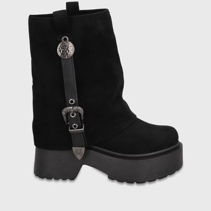 Botín Plataforma Negro Mujer 35807