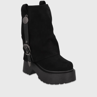 Botín Plataforma Negro Mujer 35807