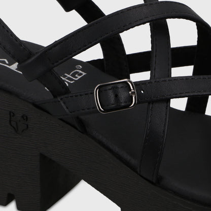 Sandalia Plataforma Negra Mujer 43024