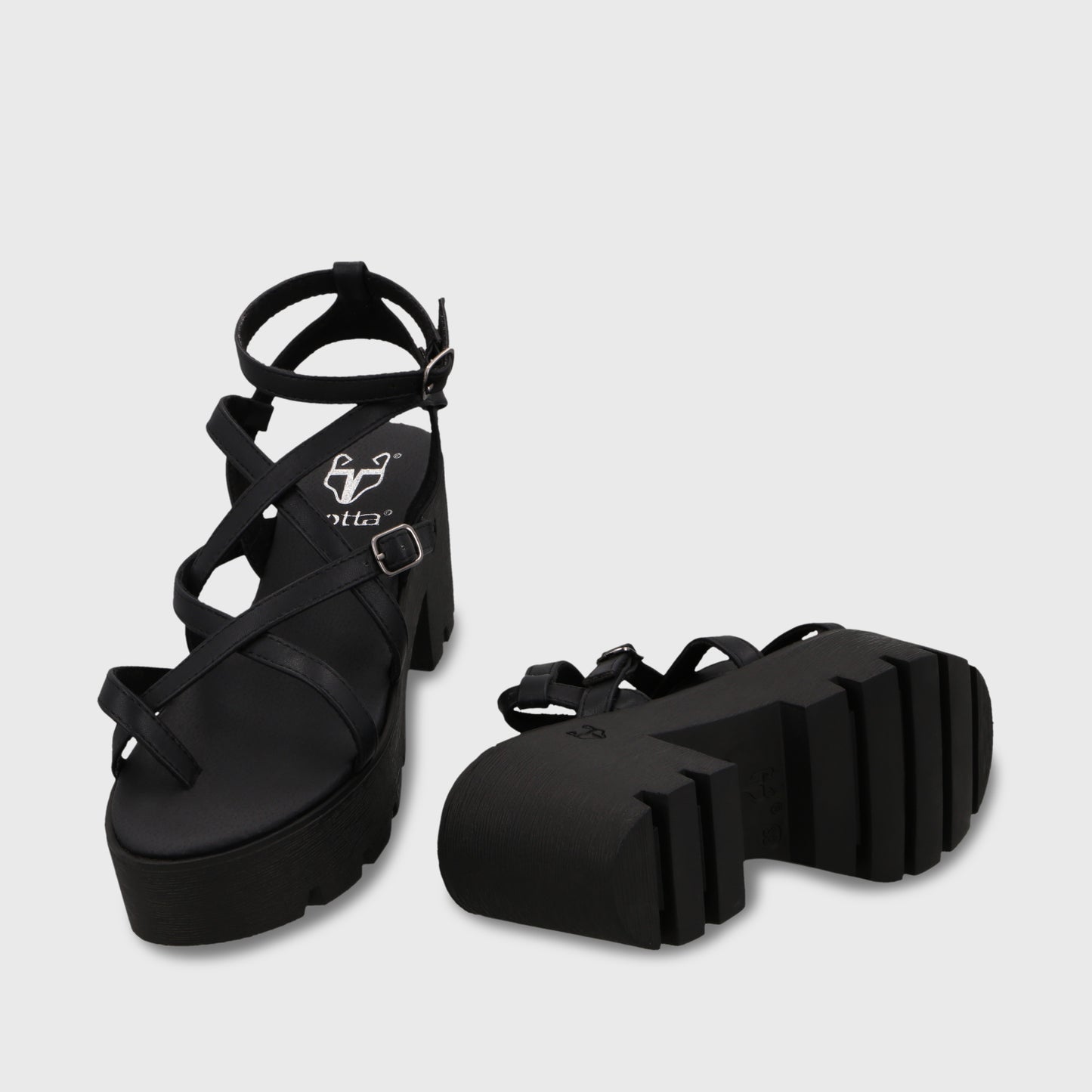 Sandalia Plataforma Negra Mujer 43024