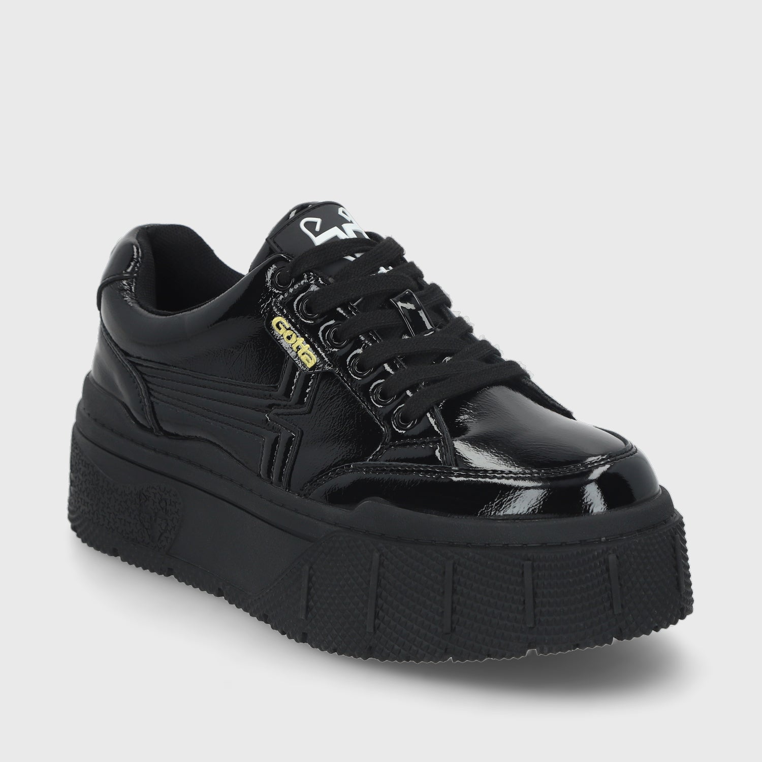 Zapatilla Negra Charol Mujer 43051