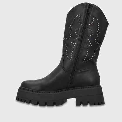 Bota Plataforma Negra Mujer 45807