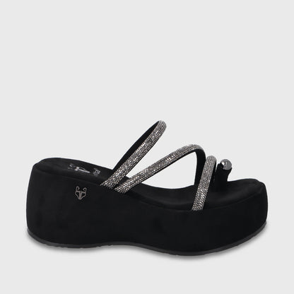 Sandalia Plataforma Negra Mujer 45826