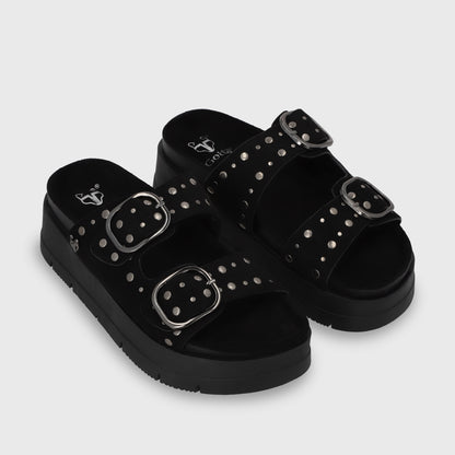 Sandalia Plataforma Negra Mujer 55230