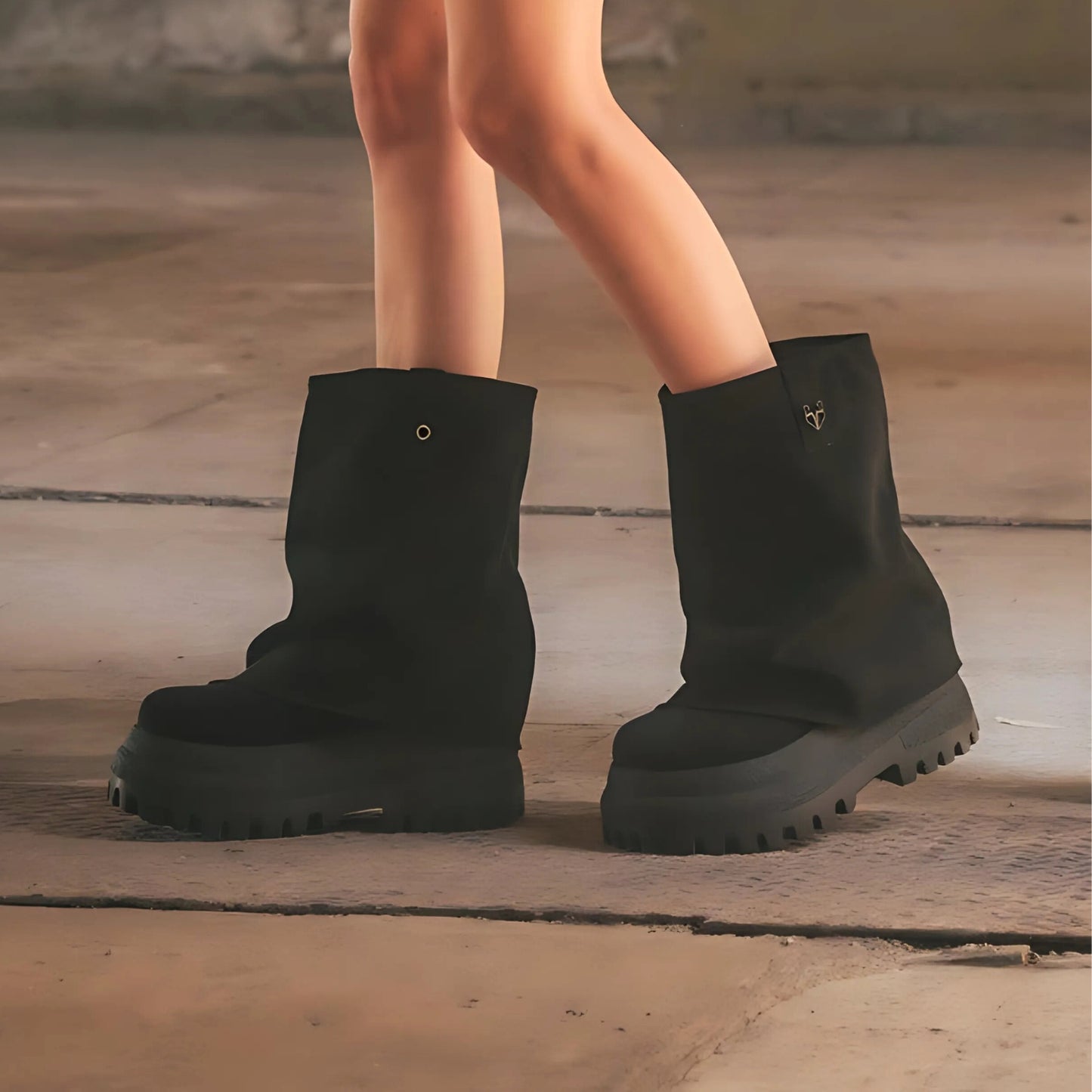 Bota Plataforma Negra Mujer 55291