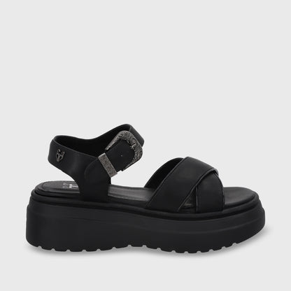 Sandalia Plataforma Negra Mujer 55923