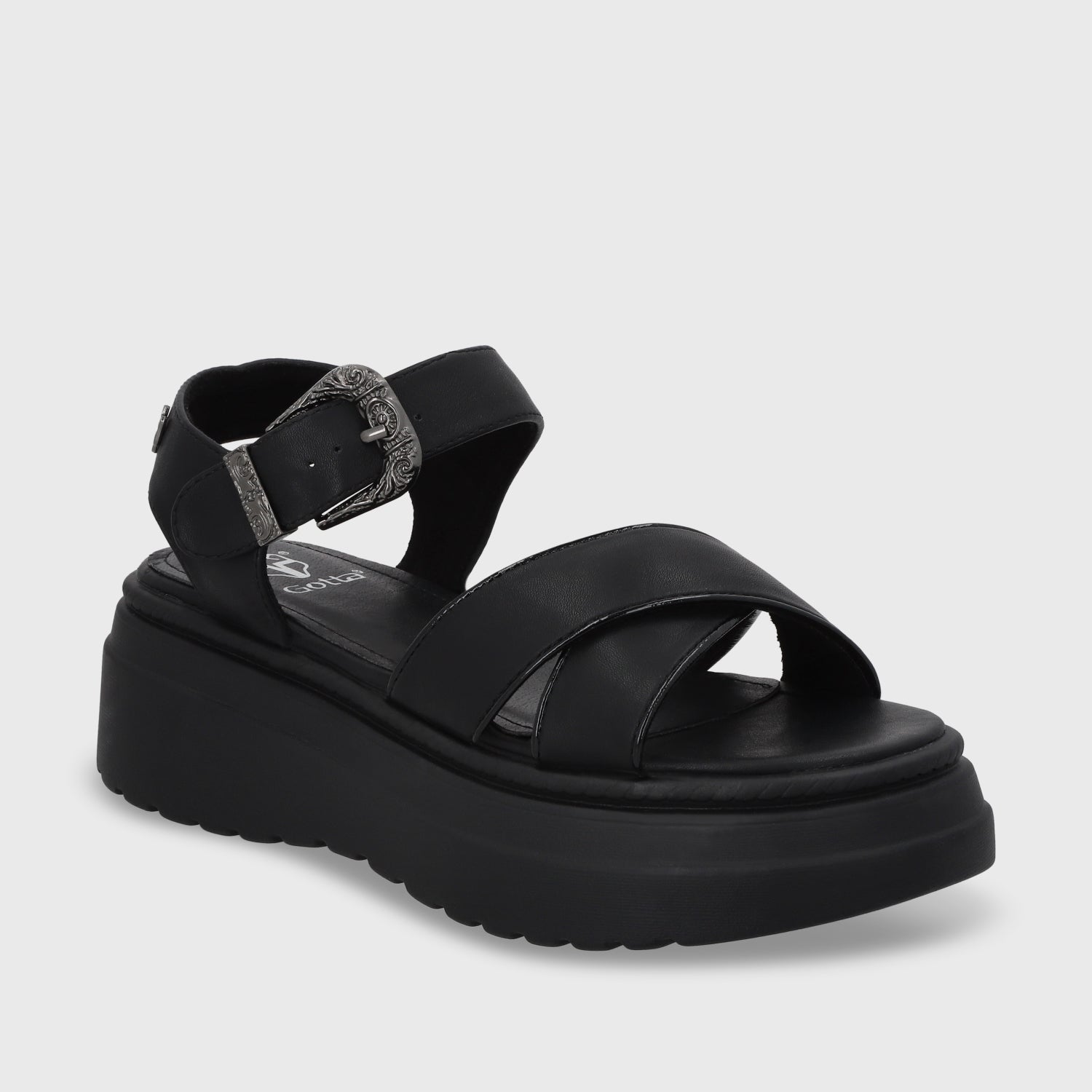 Sandalia Plataforma Negra Mujer 55923