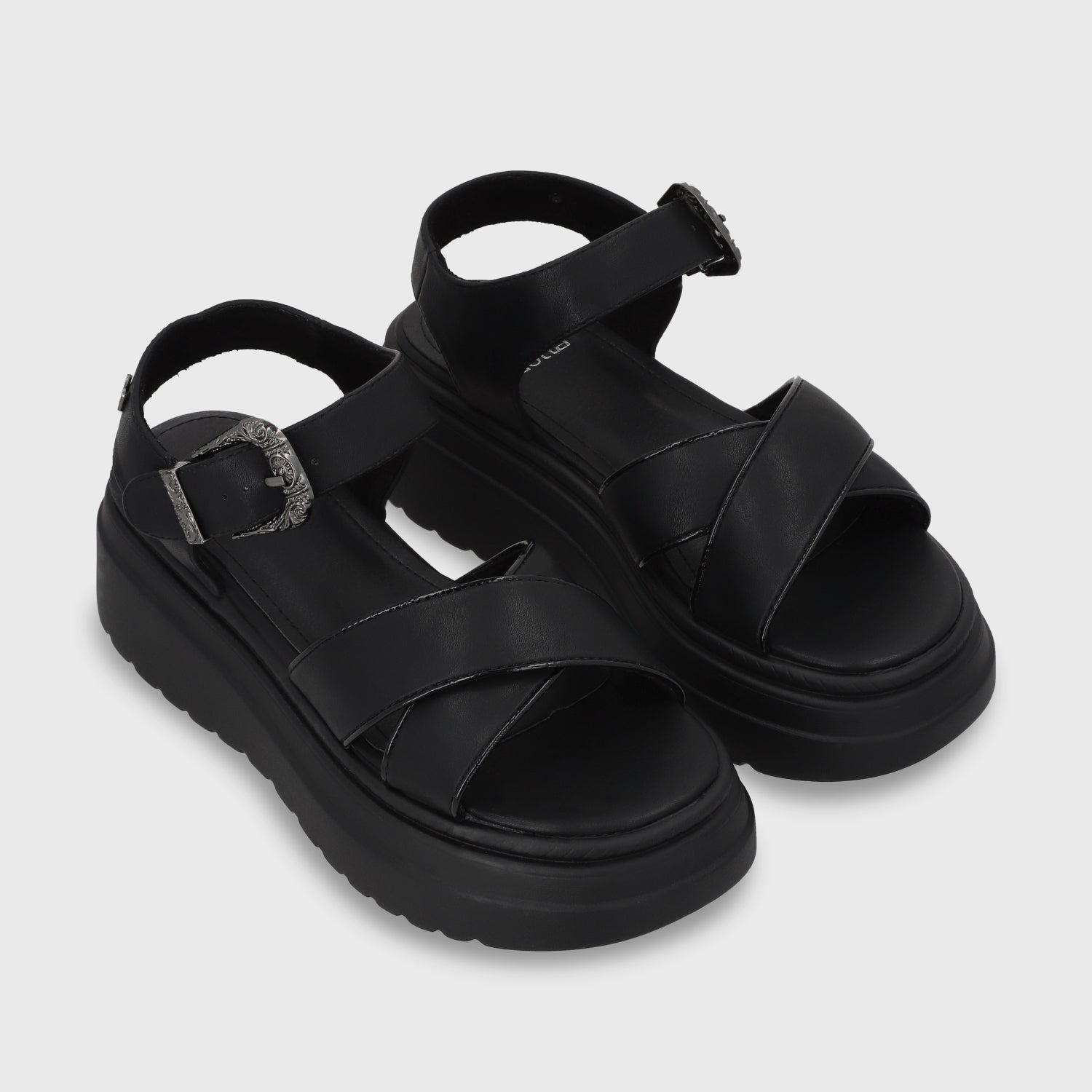 Sandalia Plataforma Negra Mujer 55923