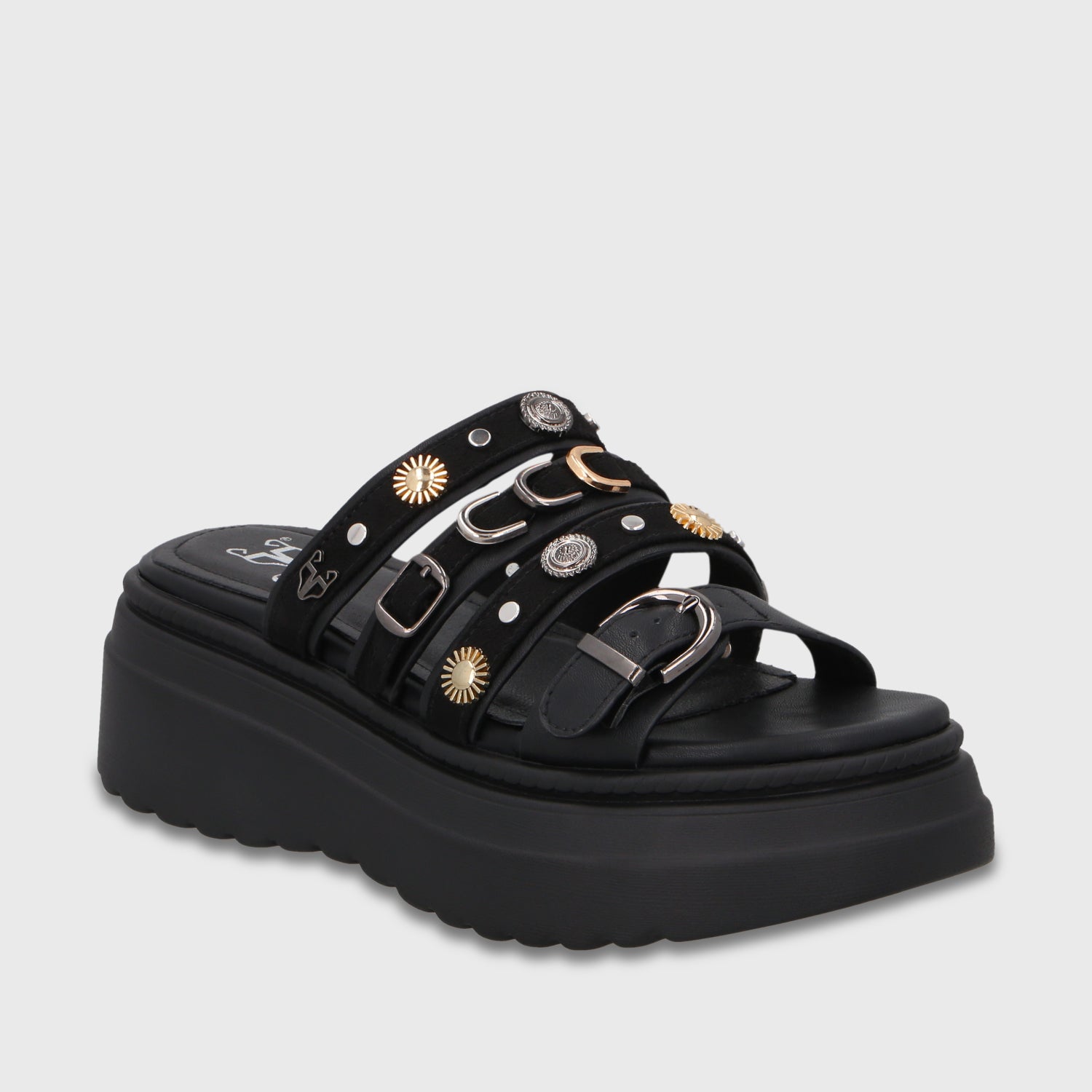 Sandalia Plataforma Negra Mujer 55924