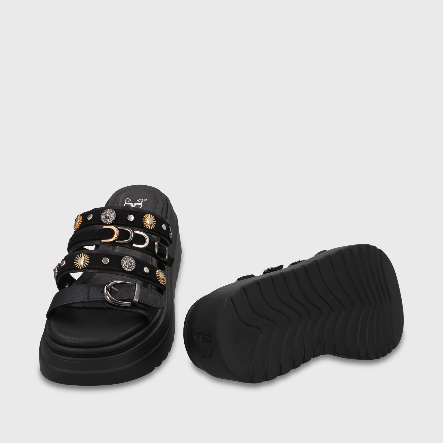 Sandalia Plataforma Negra Mujer 55924