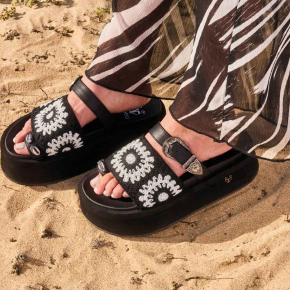 Sandalia Plataforma Negra Mujer 55942