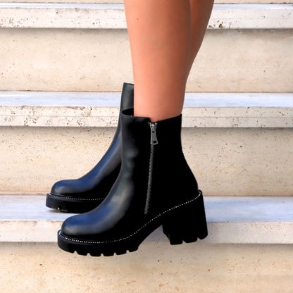 Botin Taco Negro Mujer 56020