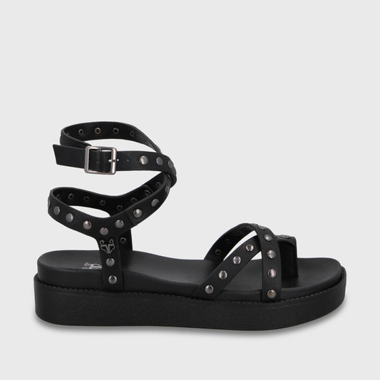 Sandalia Plataforma Negra Mujer 64170