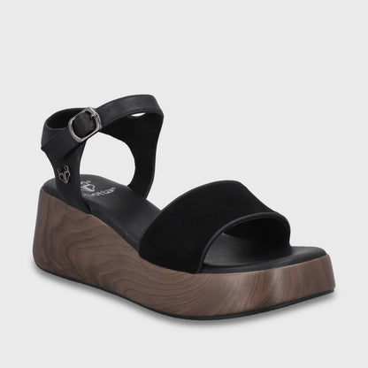 Sandalia Plataforma Negra Mujer 65820