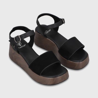Sandalia Plataforma Negra Mujer 65820