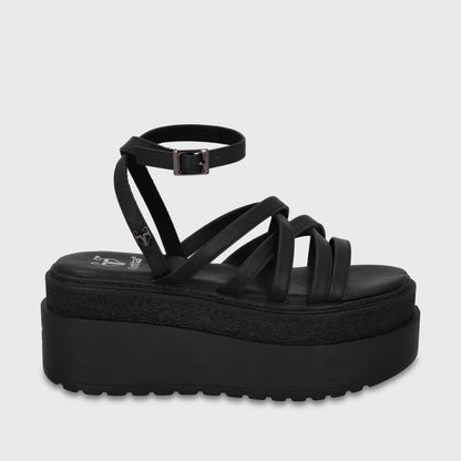 Sandalia Plataforma Negro Mujer 65931