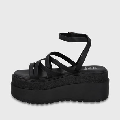 Sandalia Plataforma Negro Mujer 65931