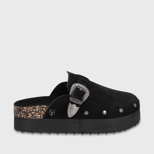 Zueco Plataforma Negro Mujer 65950