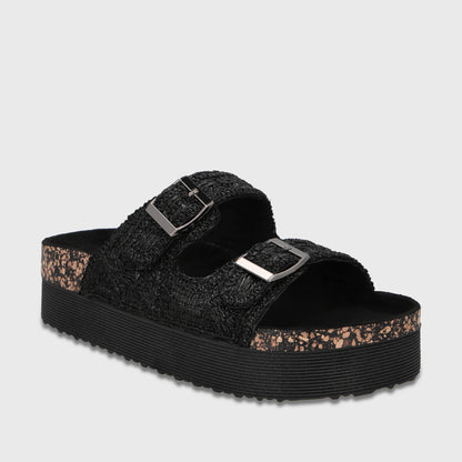 Sandalia Plataforma Negro Mujer 65951
