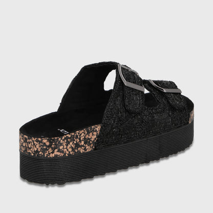 Sandalia Plataforma Negro Mujer 65951