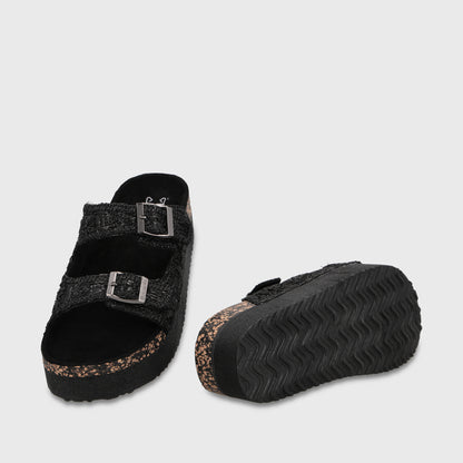 Sandalia Plataforma Negro Mujer 65951