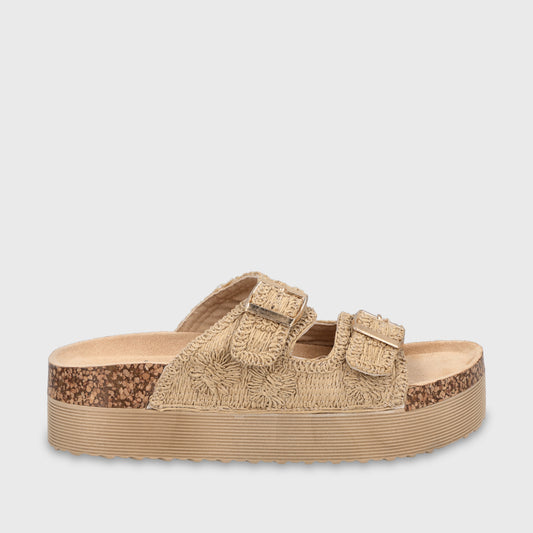 Sandalia Plataforma Beige Mujer 65951
