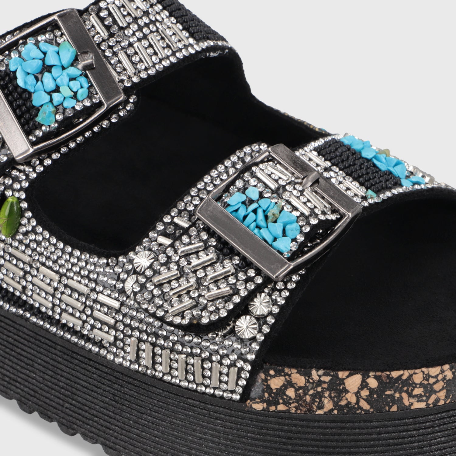 Sandalia Plataforma Negra Mujer 65952