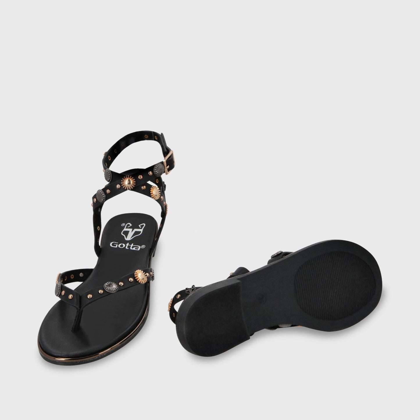 Sandalia Plana Negra Mujer 55211 - Gotta Perú