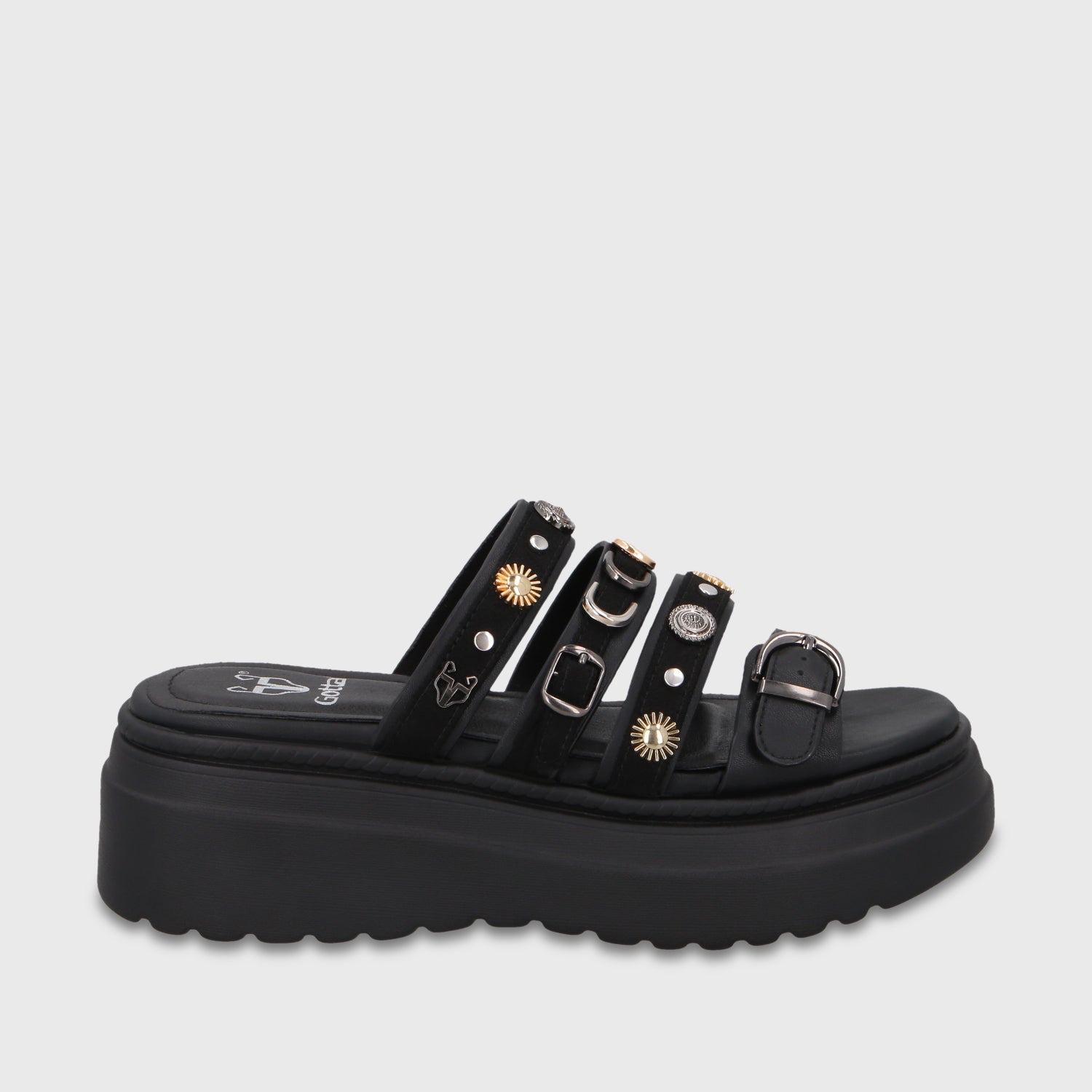 Sandalia Plataforma Negra Mujer 55924 - Gotta Perú