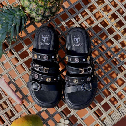 Sandalia Plataforma Negra Mujer 55924 - Gotta Perú