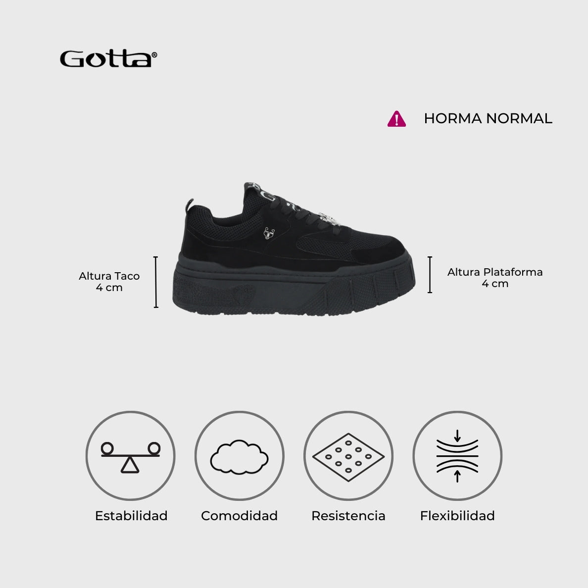 Zapatilla Negra Mujer 43052 - Gotta Perú